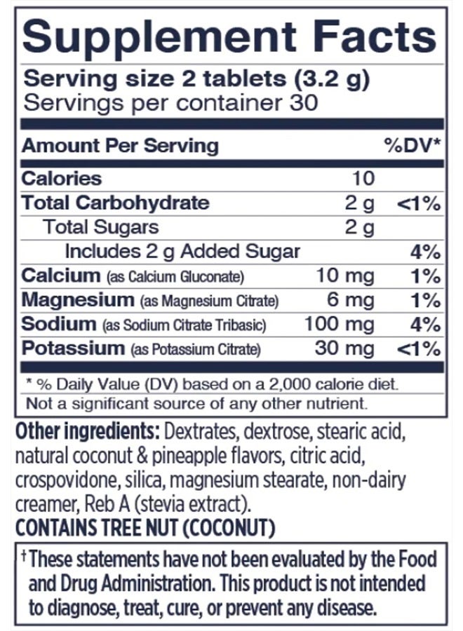Electrolyte FastChews - 60 Coconut Pineapple Chewable Electrolyte Tablets - Salt Tablets for Runners, Sports Nutrition, Electrolyte Chews - 60 Count Bottle