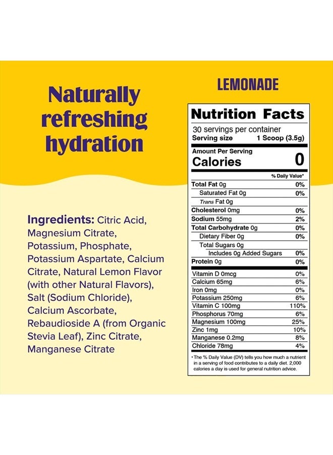 Daily Electrolyte Drink Mix – Lemonade, 30 Servings – Hydration Powder with 6 Key Electrolytes & Trace Minerals – Keto Friendly, Vegan, Non-GMO & Sugar-Free Electrolyte Powder