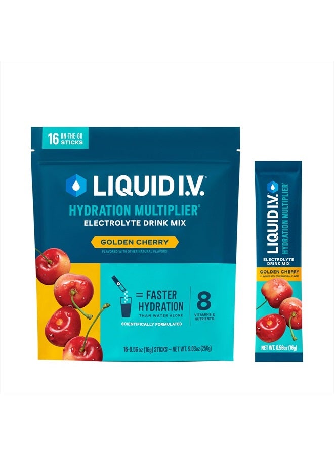 ® Hydration Multiplier® - Golden Cherry - Hydration Powder Packets | Electrolyte Powder Drink Mix | Convenient Single-Serving Sticks | Non-GMO | 1 Pack (16 Servings)