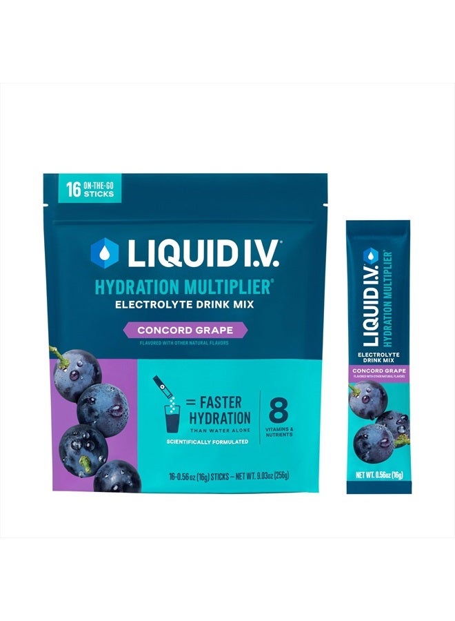 ® Hydration Multiplier® - Concord Grape - Hydration Powder Packets | Electrolyte Powder Drink Mix | Convenient Single-Serving Sticks | Non-GMO | 1 Pack (16 Servings)