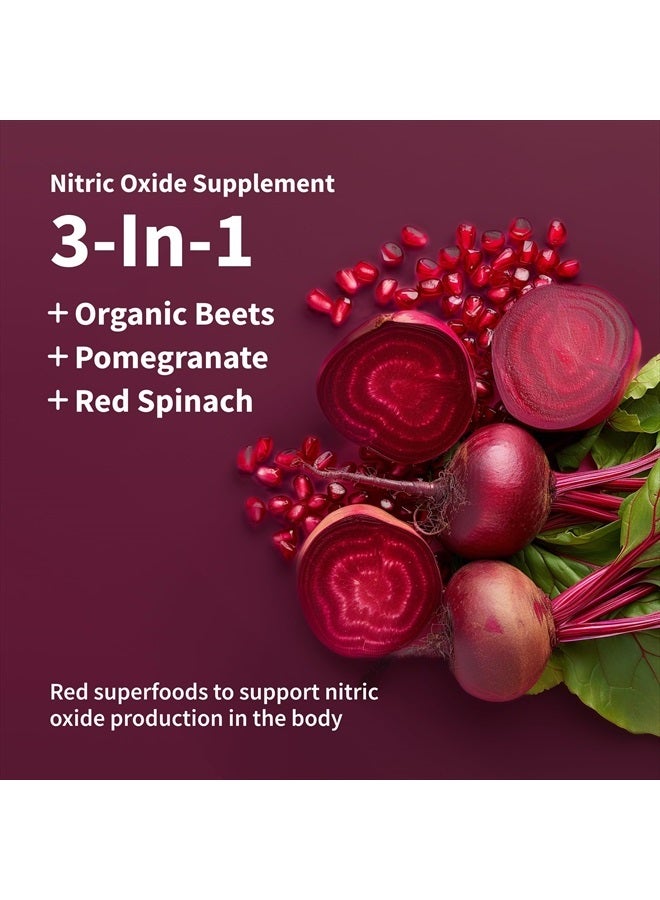 USDA Organic Beet Root Powder, 3-in-1 Nitric Oxide Supplement, Support Healthy Blood Circulation, 250g (Apple)