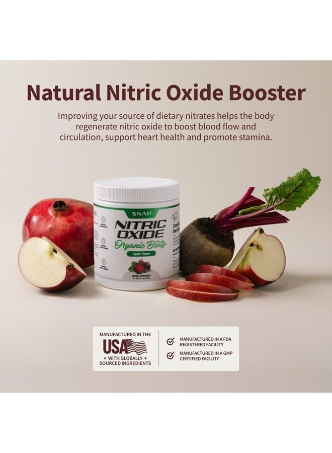 USDA Organic Beet Root Powder, 3-in-1 Nitric Oxide Supplement, Support Healthy Blood Circulation, 250g (Apple)