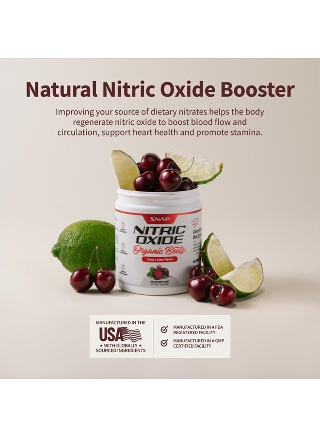 USDA Organic Beet Root Powder, 3-in-1 Nitric Oxide Supplement, Support Healthy Blood Circulation, 250g (Cherry Lime)