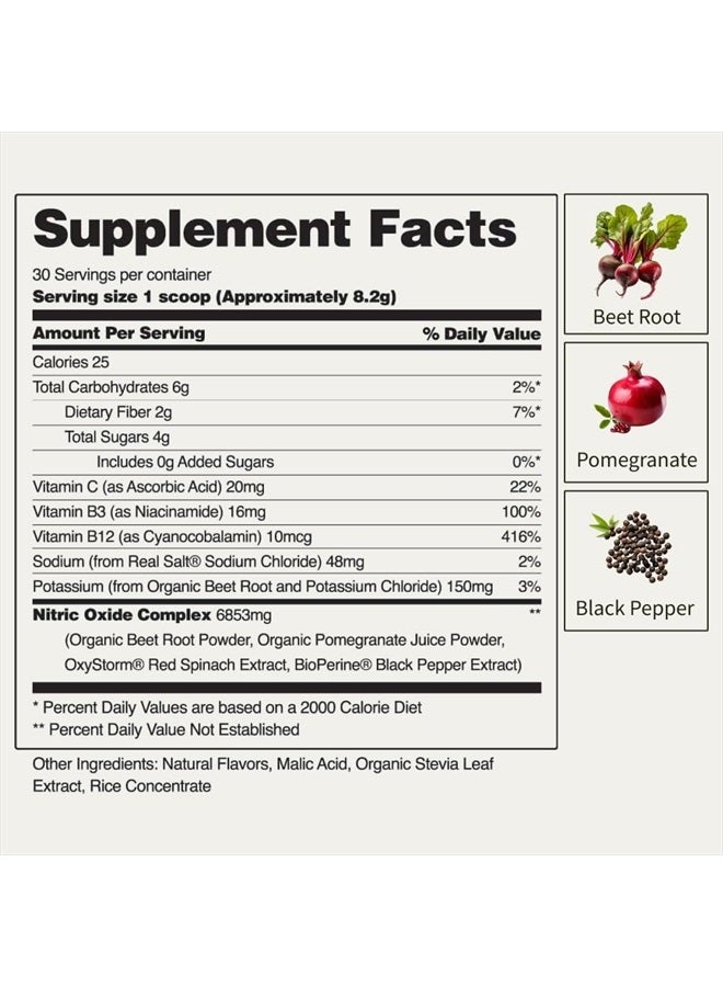 USDA Organic Beet Root Powder, 3-in-1 Nitric Oxide Supplement, Support Healthy Blood Circulation, 250g (Cherry Lime)