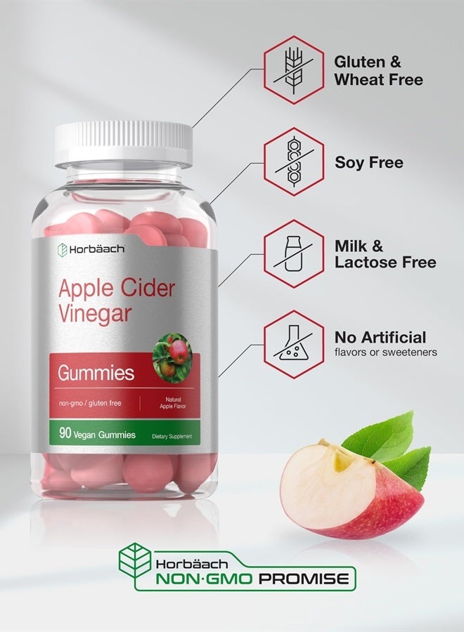 Horbaach Vegan Apple Cider Vinegar Gummies | 90 Count | ACV Supplement | Apple Flavor | Non-GMO, Gluten Free Gummies for Adults