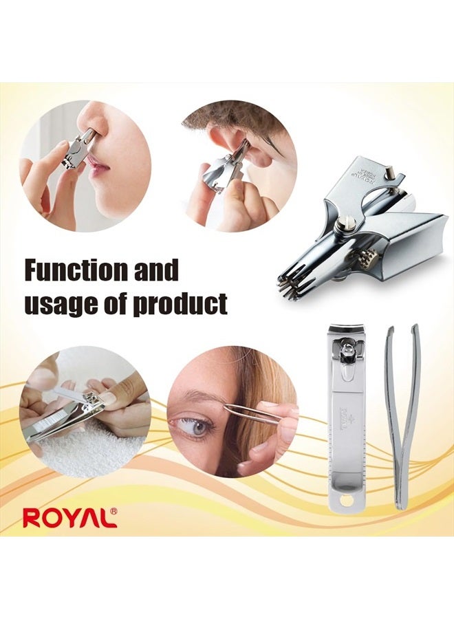 [Made in Korea] Nose Hair Trimmer for Men Set, Birdie Set, with Nail Clippers and Tweezers, Manual, Battery-Free, Waterproof, Painless with Twelve Dual-Edged Blades, Patented Mechanism RET-4