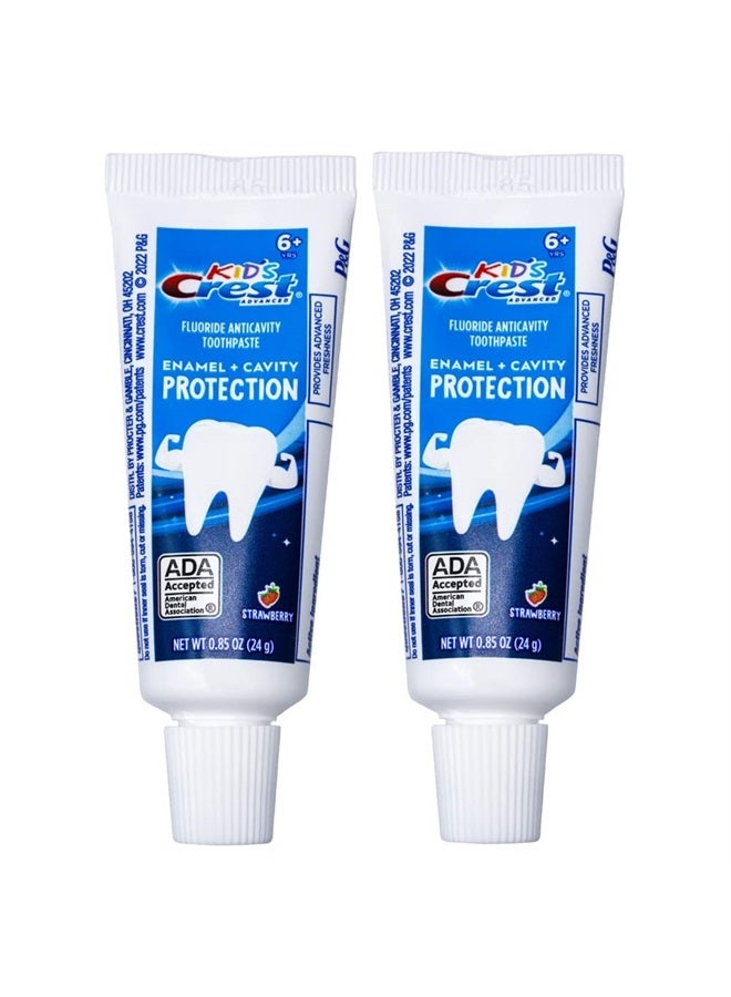 Kids Advanced Toothpaste, Junior Toothpaste 6+ Years Old Enamel + Cavity Protection with Strawberry Flavor, Travel Size 0.85oz (24g)) - Pack of 2