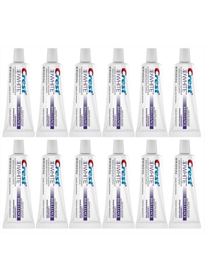 3D White Brilliance Toothpaste, Vibrant Peppermint, Travel Size, 0.85 oz (24g) - Pack of 12