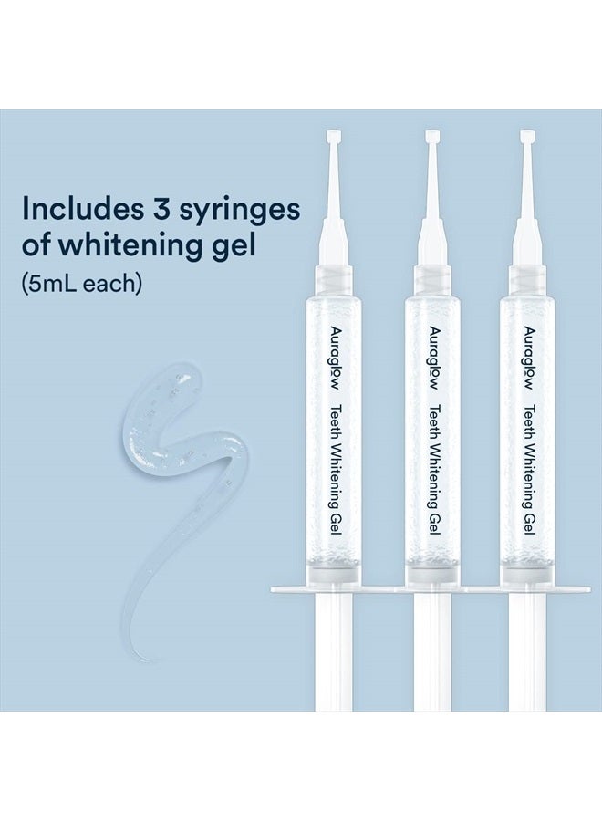 Auraglow 44% Teeth Whitening Gel Syringe Refill Pack, 44% Carbamide Peroxide, (3X) 5ml Syringes, 30 Whitening Treatments