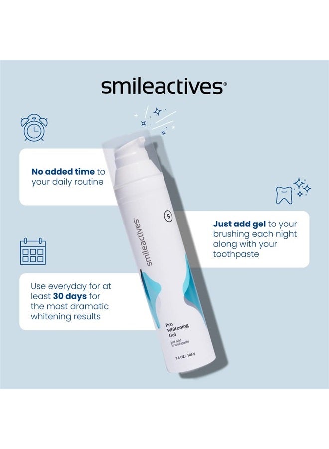 Smileactives Pro Whitening Gel | Whiten Your Teeth as You Brush! Easy add to Toothpaste Whitening Gel for Long Lasting Bright White Teeth | No Extra time Out of Your Day! - 90 Day (3.8oz Bottle)
