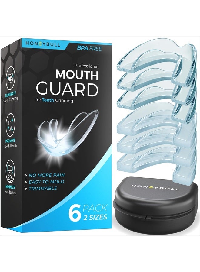 Mouth Guard for Grinding Teeth [6 Pack - Mixed] Comes in 2 Sizes for Light and Heavy Grinding | Comfortable Custom Mouth Guard for Clenching Teeth at Night, Bruxism, Whitening Tray & Guard