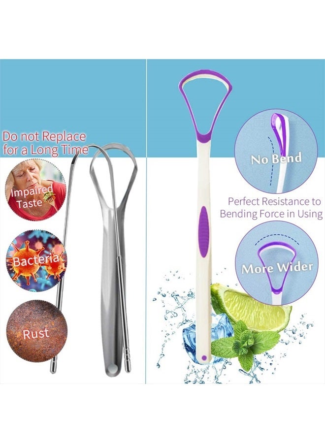 Tongue Scraper Cleaner 100% BPA Free Tongue Scrapers with Travel Handy Case for Adults, Kids, Healthy Oral Care, Easy to Use, Help Fight Bad Breath (4 PACK)