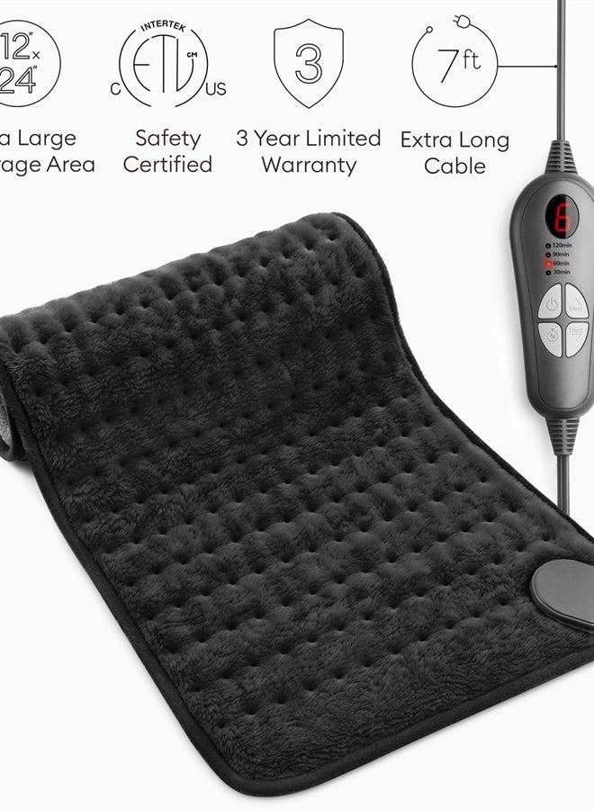 Double Sided XL Heating Pad Electric for Lower Back Pain & Period Cramps Relief, Heat Pad with 6 Heat Settings for Neck & Shoulders, Heat Patches (12
