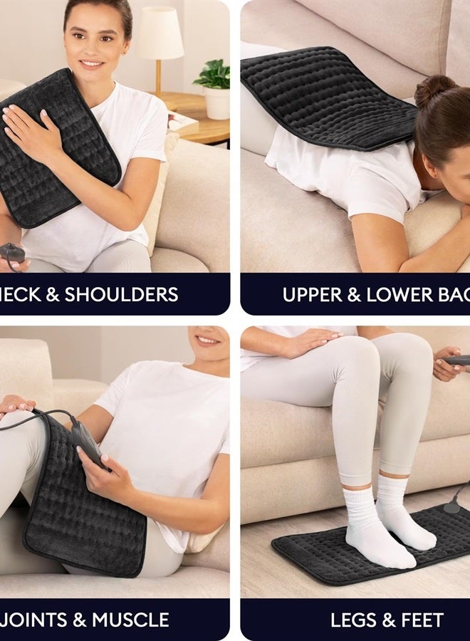 Double Sided XL Heating Pad Electric for Lower Back Pain & Period Cramps Relief, Heat Pad with 6 Heat Settings for Neck & Shoulders, Heat Patches (12