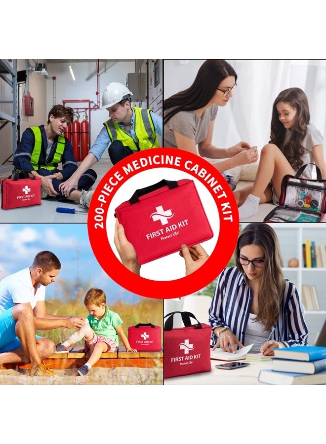 First Aid Kit for Home/Business | HSA/FSA Eligible Emergency Kit | Hiking First aid kit Camping | Travel First Aid Kit for Car|Small First Aid Kit Travel/Survival Medical kit - 200 Pieces