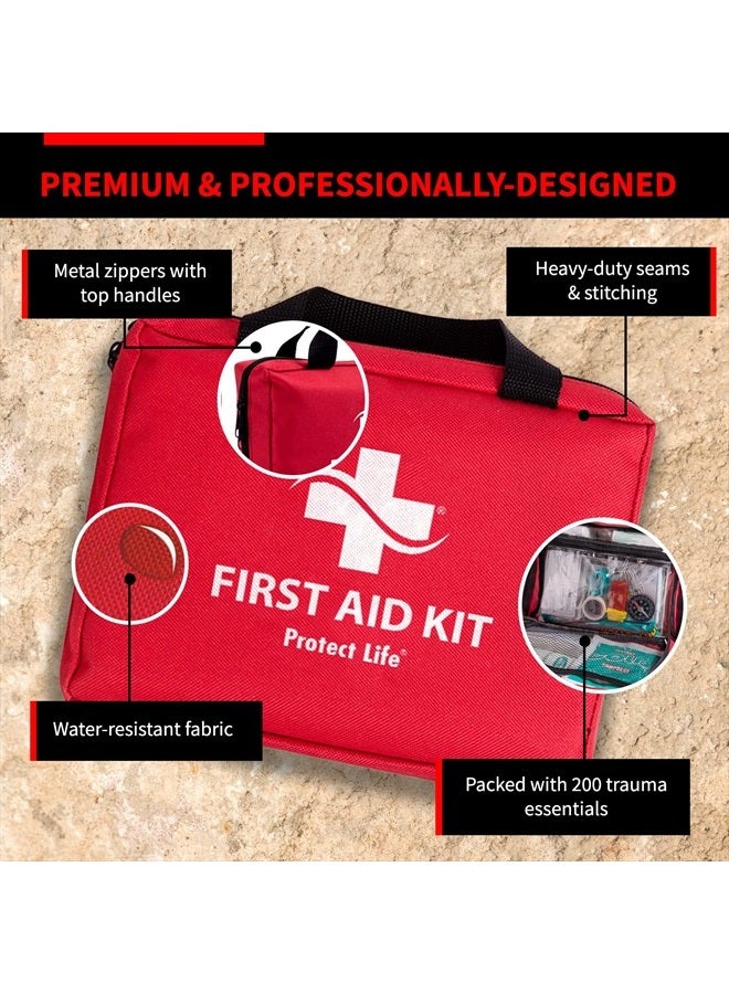 First Aid Kit for Home/Business | HSA/FSA Eligible Emergency Kit | Hiking First aid kit Camping | Travel First Aid Kit for Car|Small First Aid Kit Travel/Survival Medical kit - 200 Pieces