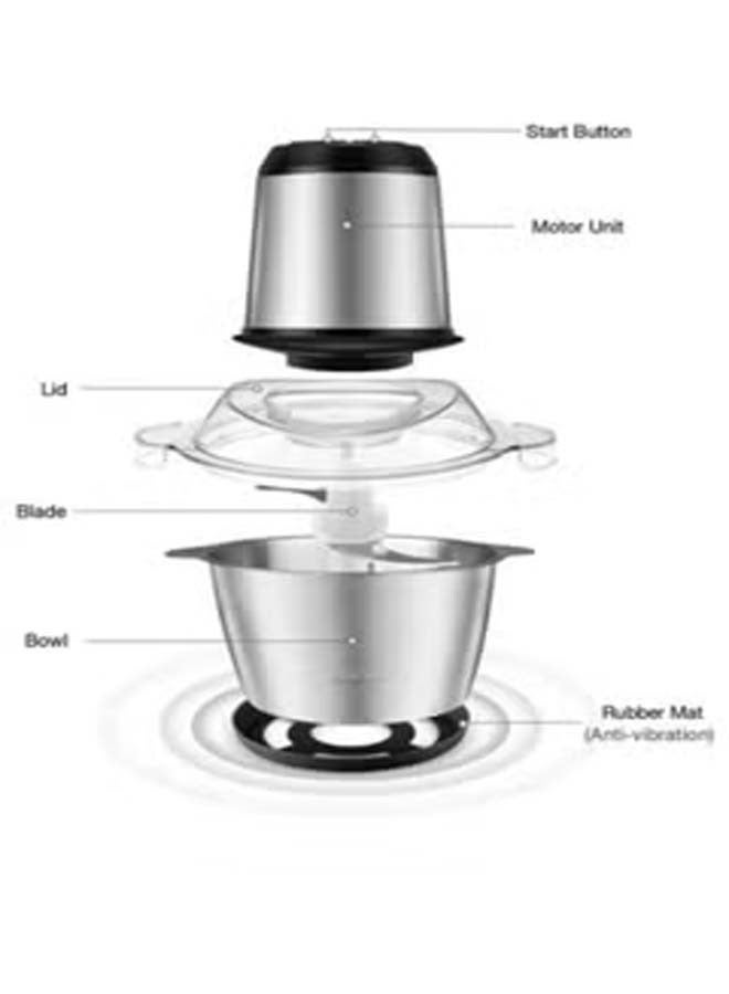 Electric Meat Chopper and Grinder Stainless Steel Food Processor for Vegetable and Fruits 3L