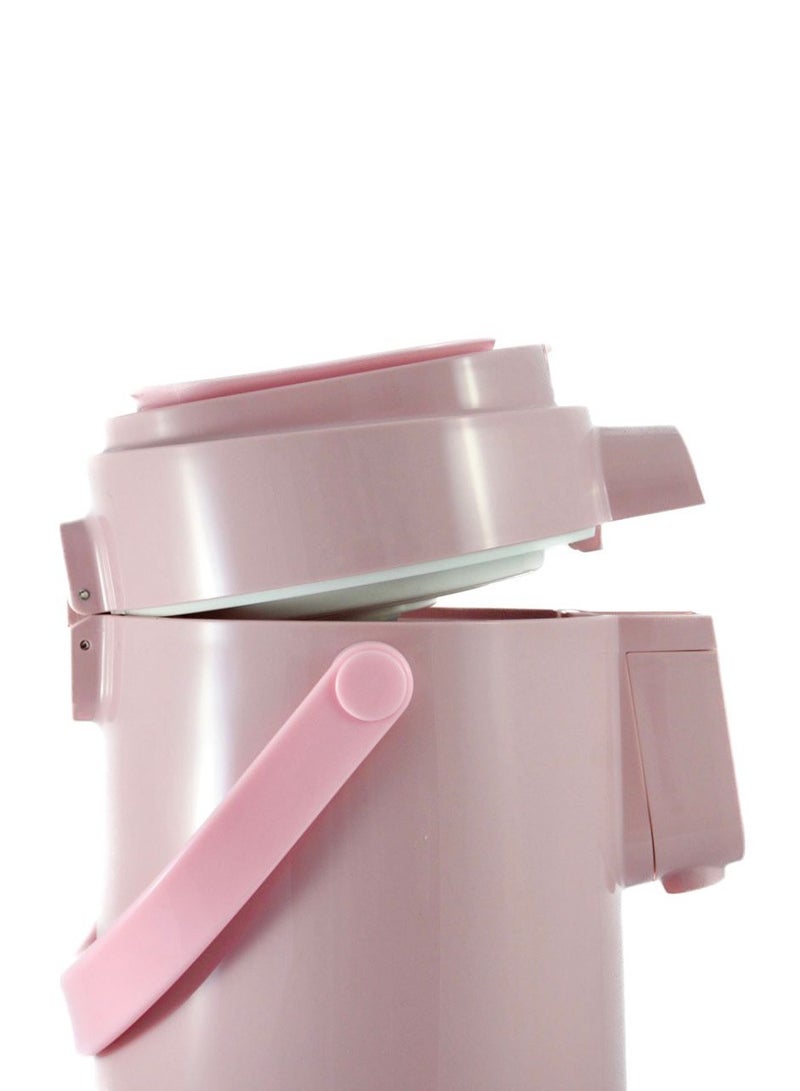 Tea & Coffee Vacuum Flask With Pump, Insulated Double Wall Glass, 3 Litre Capacity, Pink