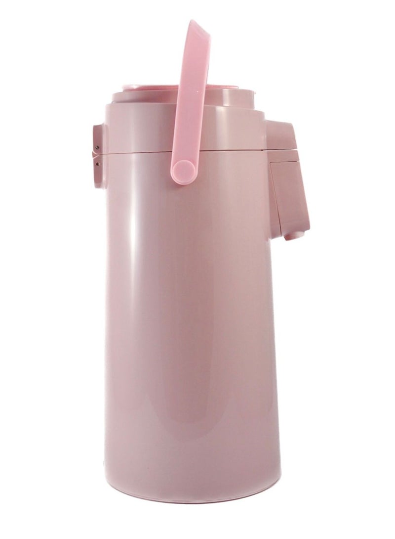 Tea & Coffee Vacuum Flask With Pump, Insulated Double Wall Glass, 3 Litre Capacity, Pink