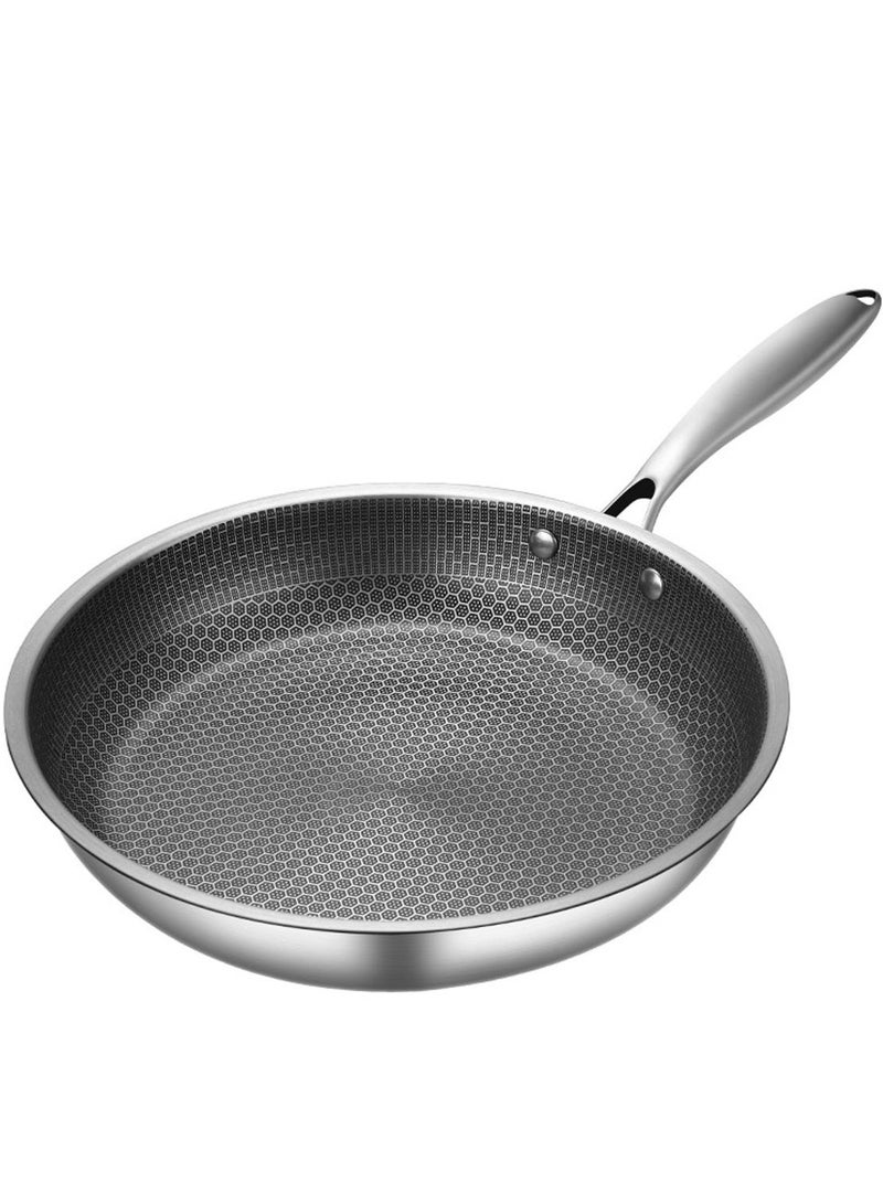 Non-Stick, Stainless Steel Frying Pan, Cookware 28cm Fried Steak Pot, Saucepan, Honeycomb