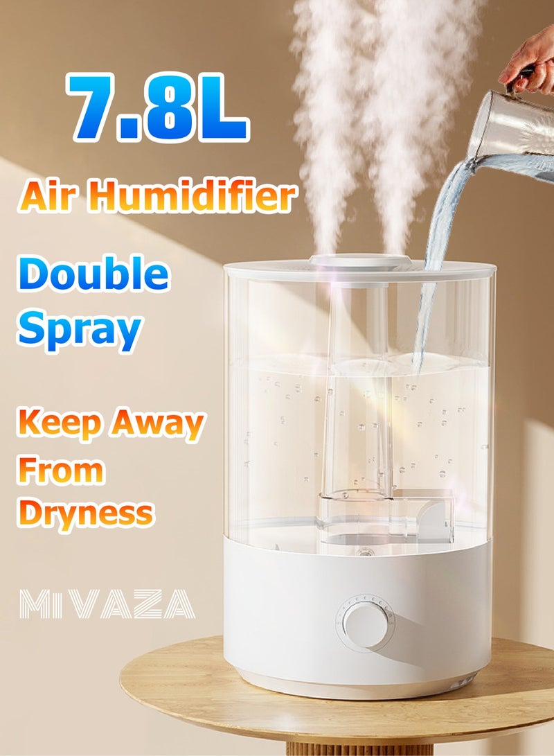 7.8L Double Spray Air Humidifier - Large Capacity Essential Oil Diffuser - Moisturizing Machine - Fragrance Diffuser