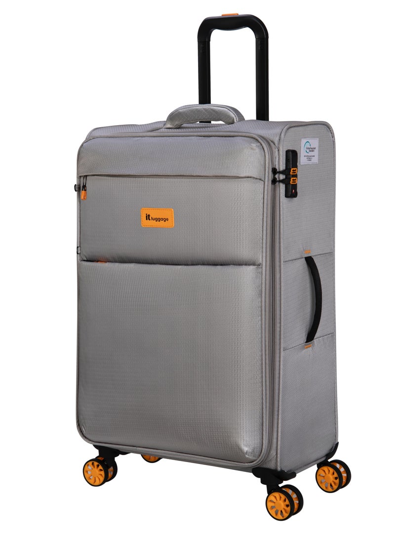 it luggage Eco-Icon, Unisex ECO Polyester Material Soft Case Luggage, 8x360 degree Spinner Wheels, Expandable Trolley Bag, Telescopic Handle, TSA lock, 12-2894E08, Medium suitcase, Color Ash