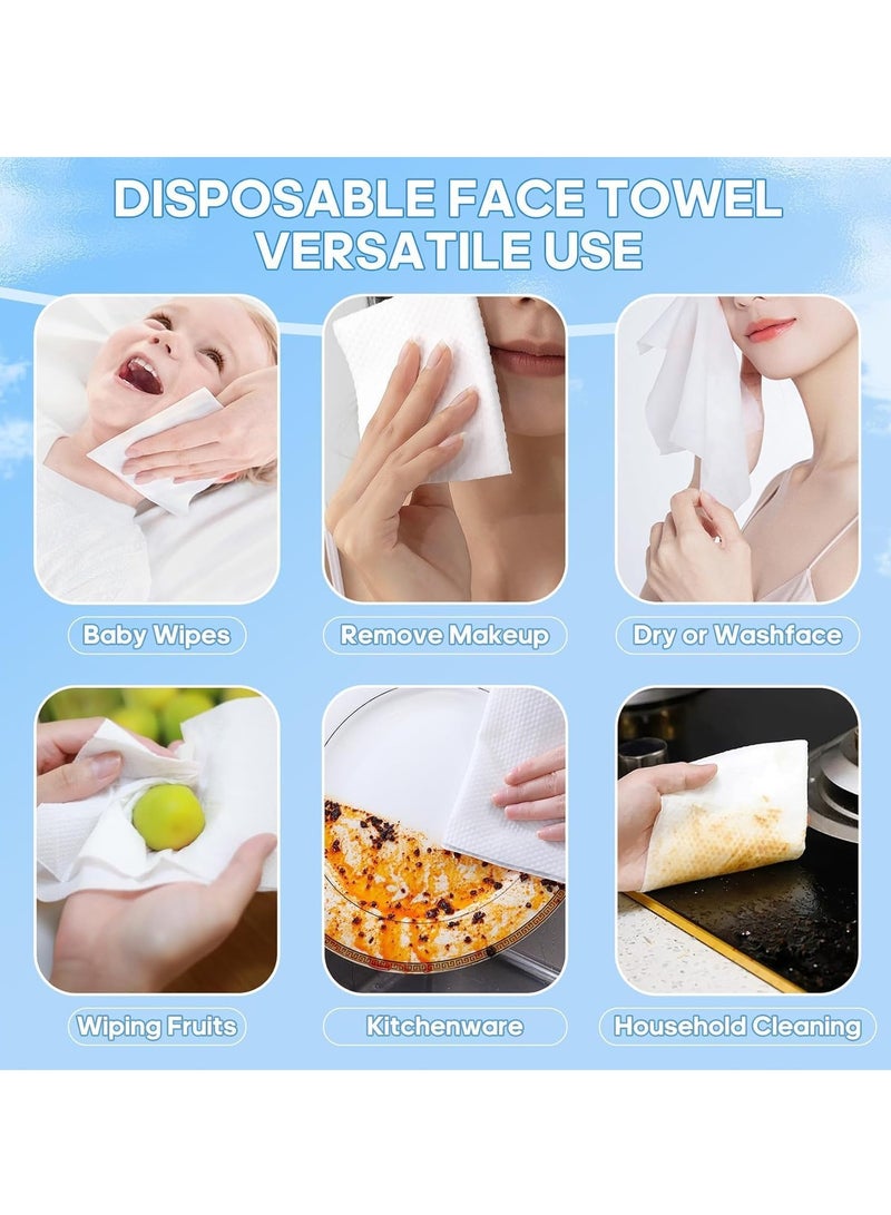 Face Towels, Disposable Face Cleaning Towel for Sensitive Skin Lint-Free Daily Clean Towels for Face, Biodegradable Face Towels for Skin Care, Make-up Wipes and Facial Cleansing 4 Packs
