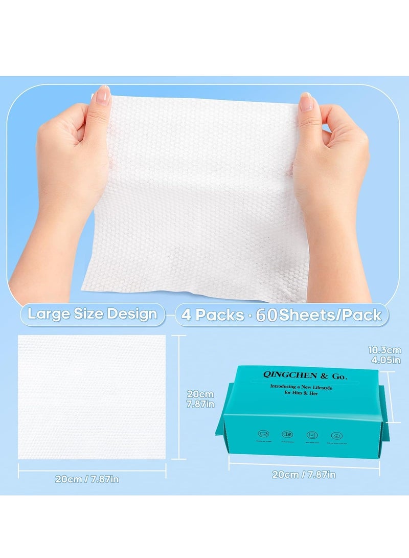 Face Towels, Disposable Face Cleaning Towel for Sensitive Skin Lint-Free Daily Clean Towels for Face, Biodegradable Face Towels for Skin Care, Make-up Wipes and Facial Cleansing 4 Packs