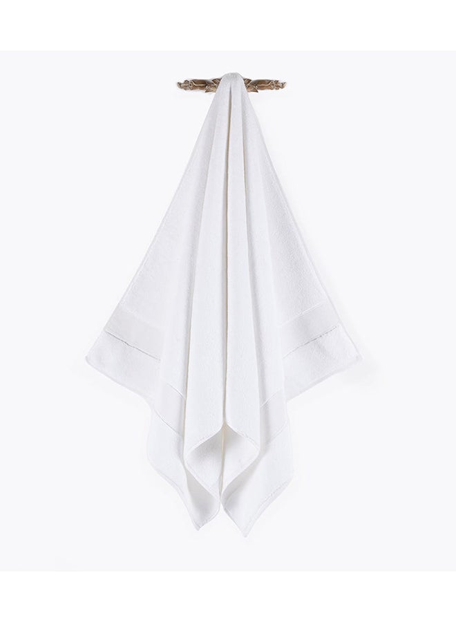 Micro Pleat Bath Towel, White - 630 GSM, 70x140 cm