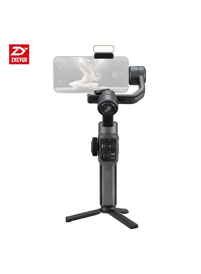 Smooth 5 Handheld 3-Axis Smartphone Gimbal Stabilizer Dolly Zoom Smart Tracking Timelapse Gesture Control AI Editing with Video Light Tripod Filters for Most Smartphones Live Stream Video Recording