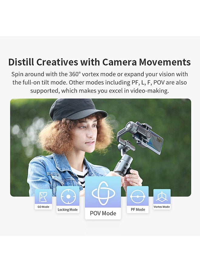 Smooth 5 Handheld 3-Axis Smartphone Gimbal Stabilizer Dolly Zoom Smart Tracking Timelapse Gesture Control AI Editing with Video Light Tripod Filters for Most Smartphones Live Stream Video Recording
