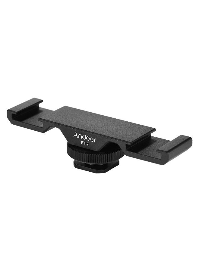 PT-2 Double Cold Shoe Mount Extension Bar Dual Bracket for DV DSLR Camera Smartphone Mic LED Video Light