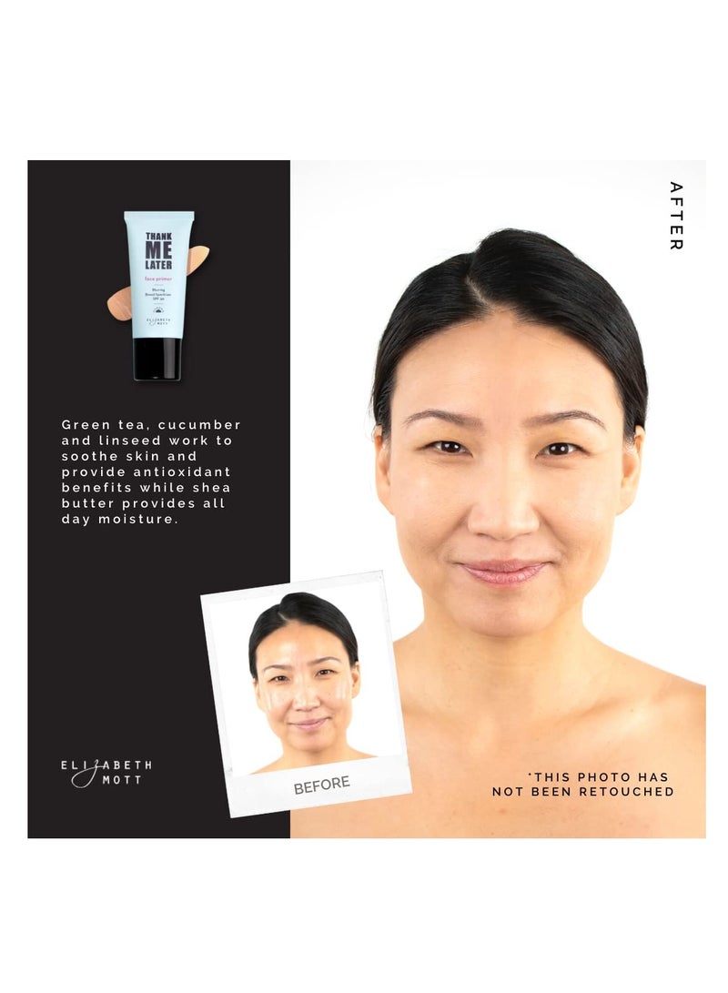 Elizabeth Mott Thank Me Later Blurring Face Primer SPF30 - Liquid Base Primer for Perfect Skin Makeup Application and All-Day Wear - Cruelty-Free Long Lasting Hydrating Power Grip Formula, 30g