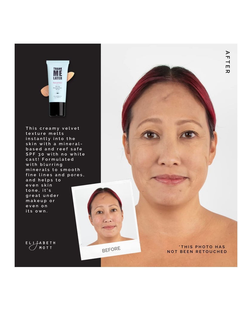 Elizabeth Mott Thank Me Later Blurring Face Primer SPF30 - Liquid Base Primer for Perfect Skin Makeup Application and All-Day Wear - Cruelty-Free Long Lasting Hydrating Power Grip Formula, 30g