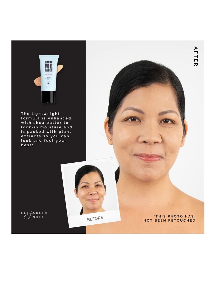 Elizabeth Mott Thank Me Later Blurring Face Primer SPF30 - Liquid Base Primer for Perfect Skin Makeup Application and All-Day Wear - Cruelty-Free Long Lasting Hydrating Power Grip Formula, 30g