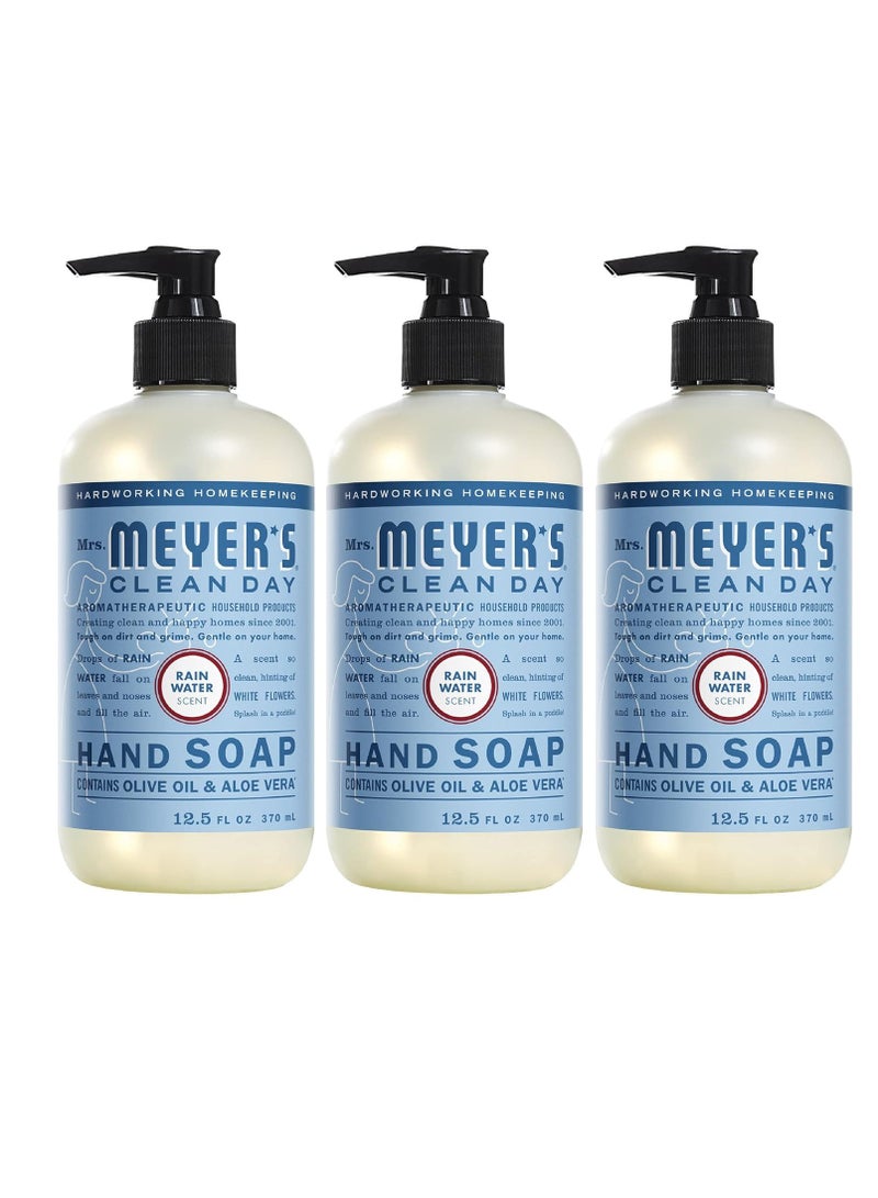 MRS. MEYER'S CLEAN DAY Hand Soap, Made with Essential Oils, Biodegradable Formula, Rain Water, 12.5 fl. oz - Pack of 3