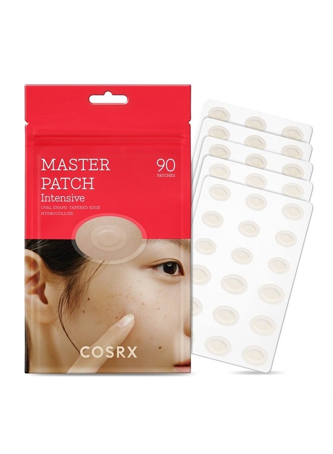 Master Patch Intensive 90 Patches | Oval-Shaped Hydrocolloid Pimple Patch with Tea Tree Oil | Quick & Easy Blemish, Zit, Spot Treatment | Salicylic Acid & Tea Tree Oil | Korean Skincare