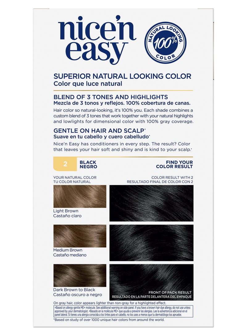 Clairol Nice'n Easy Permanent Hair Color Cream 2 Black Hair Dye 1 Application
