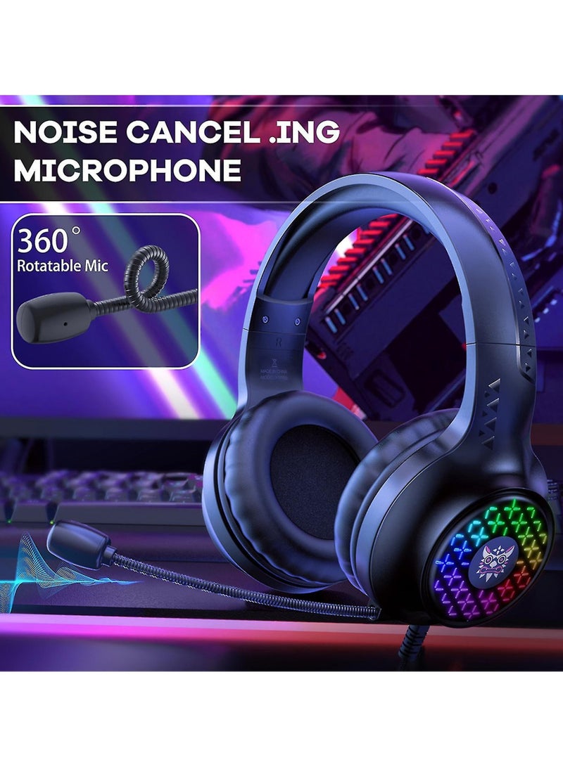 X7 Pro Wired Headphone High Fidelity Noise Reduction RGB Breathing Light 3.5mm USB Stereo Gaming Headset