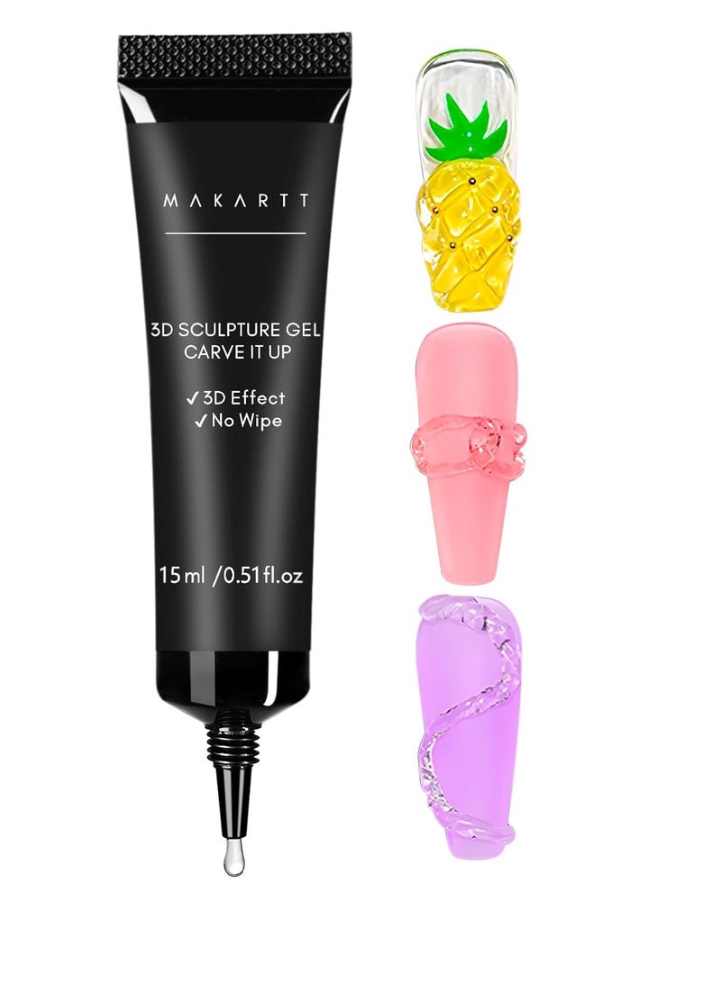 Makartt 15g 3D Sculpting Gel Nail Glue for Nail Designs and DIY Nail Art - Clear Gel Polish for Drawing, Molding, Sculpture and Decoration