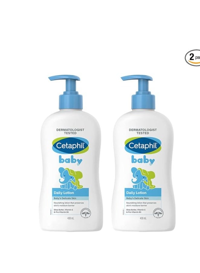 Cetaphil baby daily lotion, shea butter, 400 ml, pack of 2