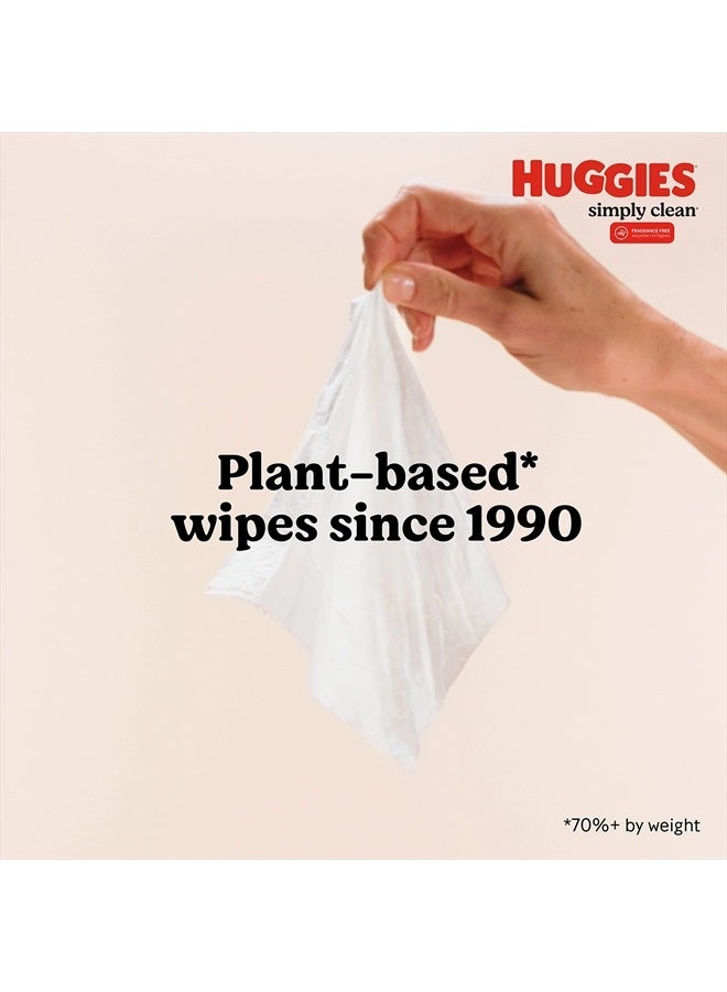 Huggies Simply Clean Fragrance-Free Baby Wipes, Unscented Diaper Wipes, 3 Flip-Top Packs (192 Wipes Total)