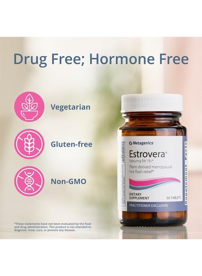 Estrovera - All-Natural, Hormone-Free Menopause Support - for Hot Flashes, Menopause Relief & Night Sweats - Gluten-Free - Vegetarian - Non-GMO - 90 Tablets
