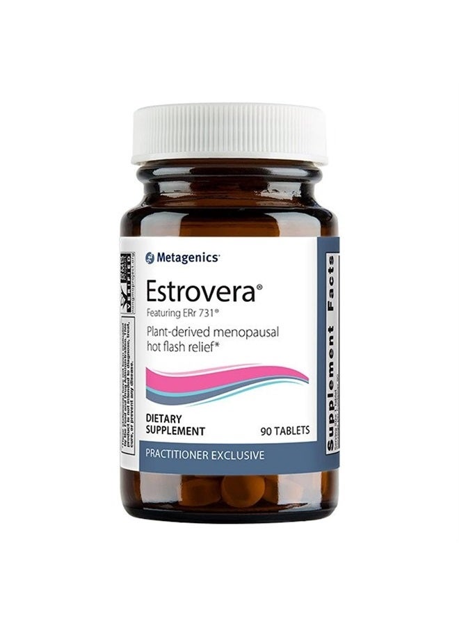 Estrovera - All-Natural, Hormone-Free Menopause Support - for Hot Flashes, Menopause Relief & Night Sweats - Gluten-Free - Vegetarian - Non-GMO - 90 Tablets