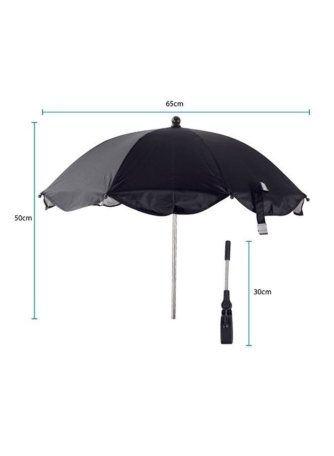 Waterproof Baby Stroller Umbrella With 180 Degree Adjustable Arm Universal Clip, Black