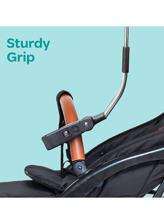 Waterproof Baby Stroller Umbrella With 180 Degree Adjustable Arm Universal Clip, Black