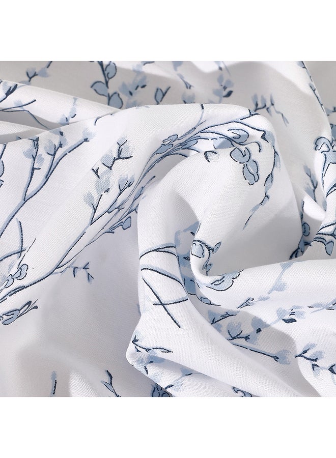 Amara Single-Sized Flat Sheet Set, Blue & White - 180X240 cm