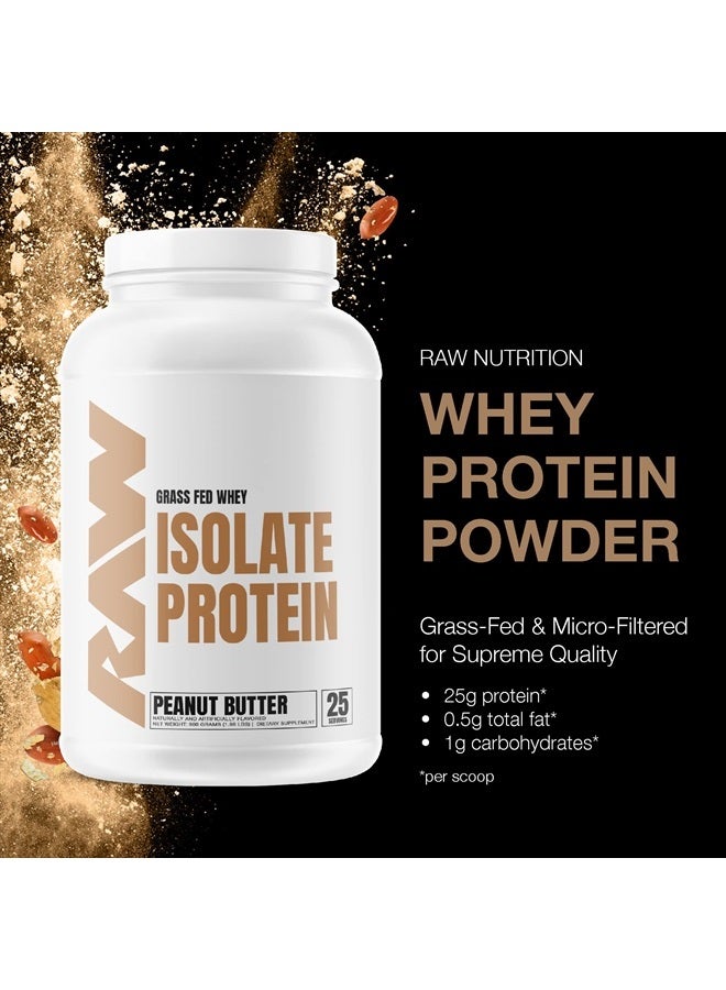 Whey Isolate Protein Powder, Peanut Butter - 100% Grass-Fed Sports Nutrition Protein Powder for Muscle Growth & Recovery - Low-Fat, Low Carb, Naturally Flavored & Sweetened - 25 Servings