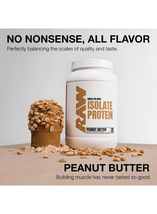 Whey Isolate Protein Powder, Peanut Butter - 100% Grass-Fed Sports Nutrition Protein Powder for Muscle Growth & Recovery - Low-Fat, Low Carb, Naturally Flavored & Sweetened - 25 Servings