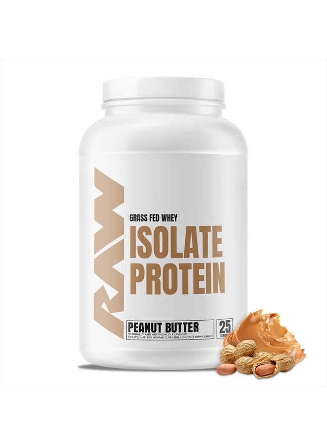 Whey Isolate Protein Powder, Peanut Butter - 100% Grass-Fed Sports Nutrition Protein Powder for Muscle Growth & Recovery - Low-Fat, Low Carb, Naturally Flavored & Sweetened - 25 Servings